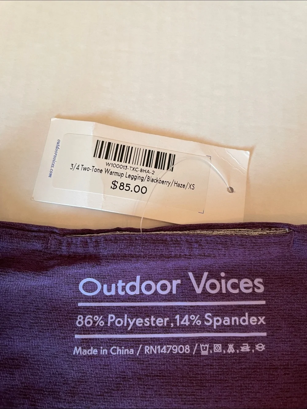 Youth Outdoor Voices ' Two-Tone Purple and Gray Performance Leggings - Picture 4 of 8